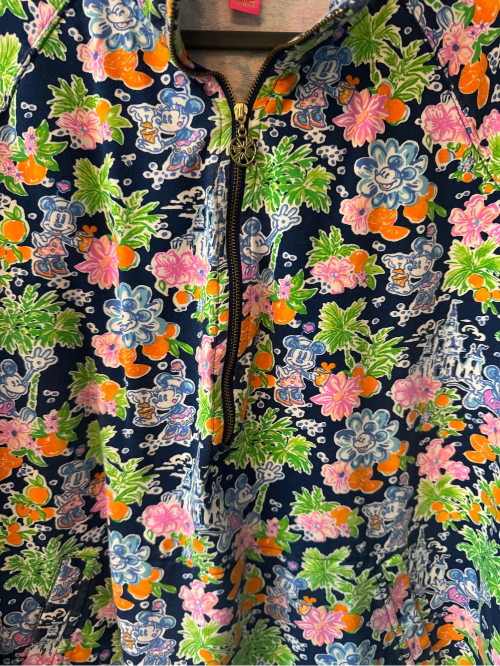 Lilly Pulitzer x Disney Navy Floral Half-Zip Long Sleeve Top - Picture 2 of 6